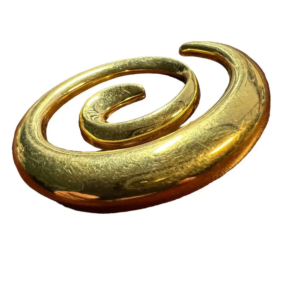 Napier Brooch Swirl‎ Circle Goldtone Vintage Swirl Pin